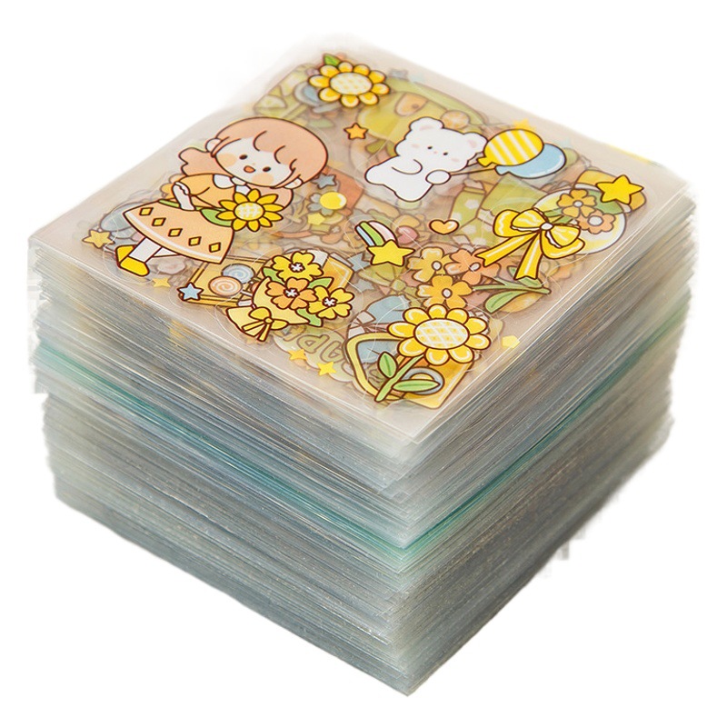 Ins Cartoon Handbook Material Decorative Stickers Transparent Pet Cute Guka Handbook Stickers DIY Kidsren's Water Cup Stickers