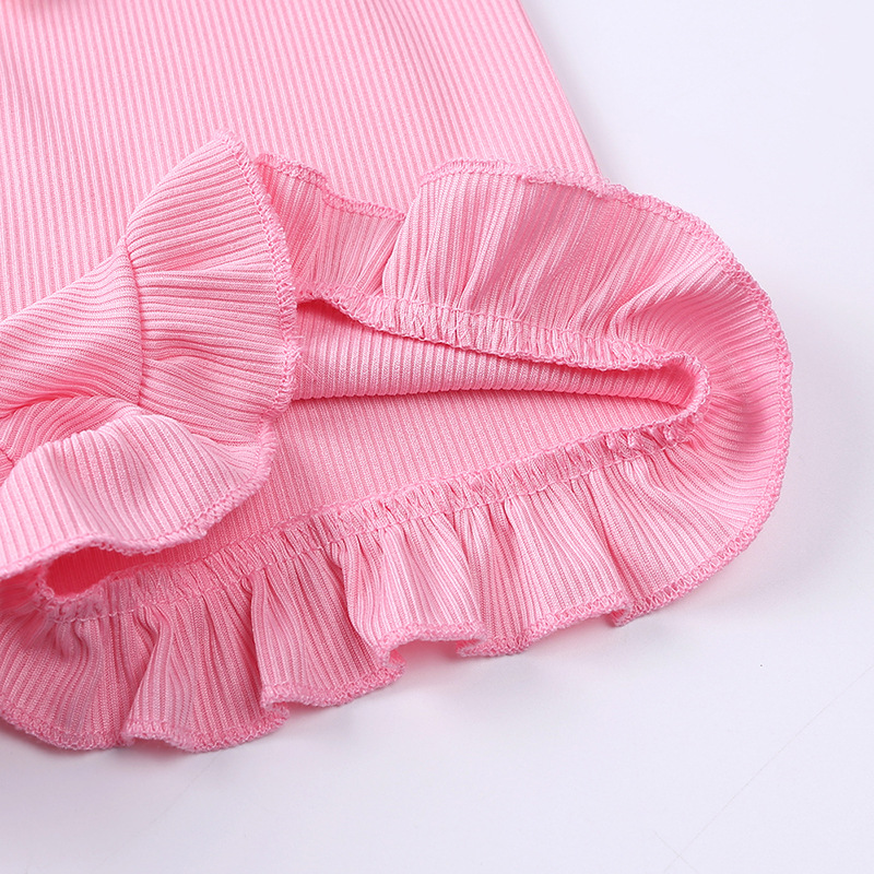 Solid Color Pattern Basic Solid Color Polyester Girls Clothing Sets