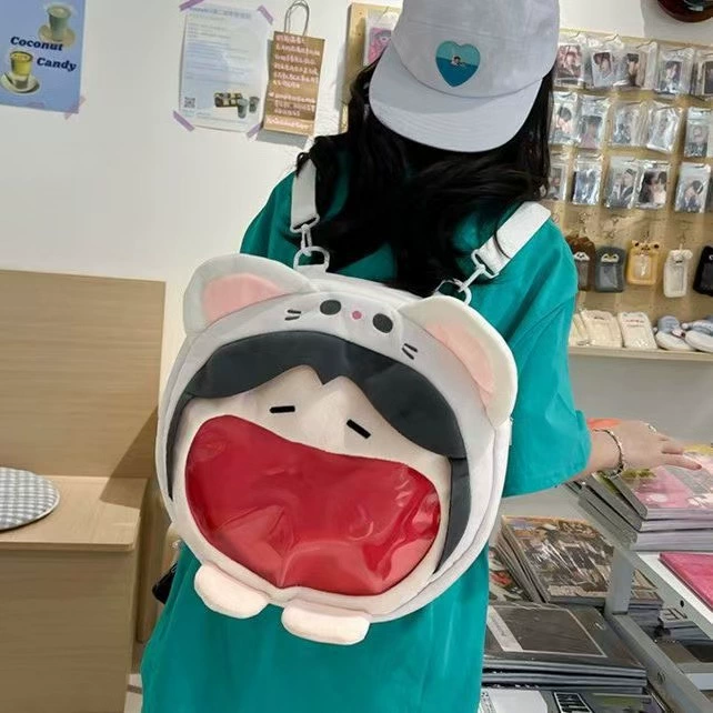 2D Pin Display Backpack, Anime Plush Front with Clear PVC Window, One Size (Hatsune Miku & Characters)