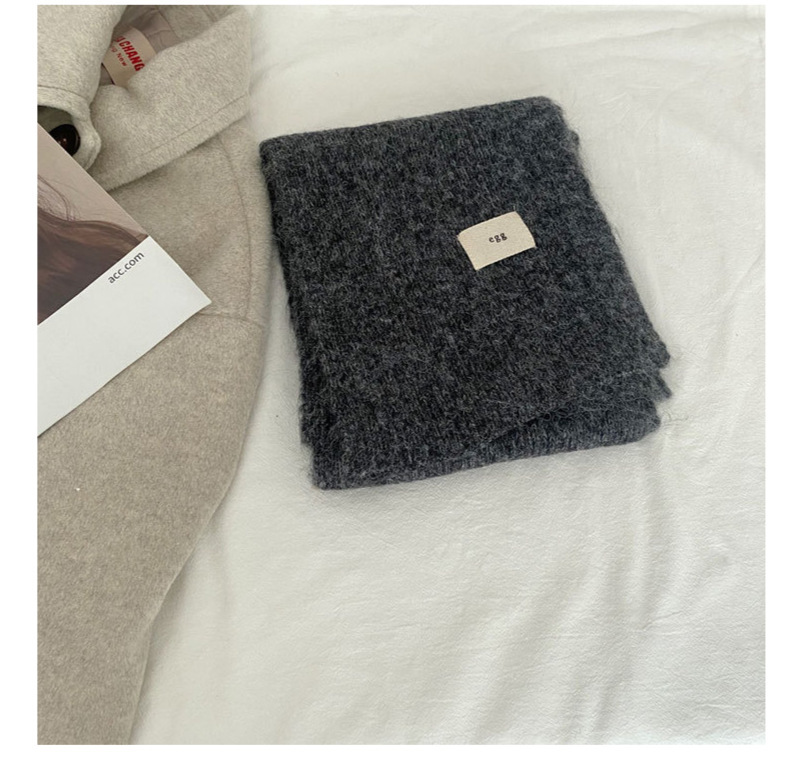Contenant de la laine ~ Nouvelle écharpe en cachemire imitant un œuf gluant doux de couleur unie pour la chaleur hivernale en tricot de tempérament coréen_voghion.com