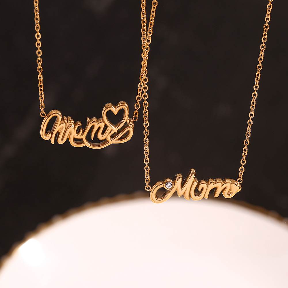 MAMA Inlaid Diamond Love Necklace