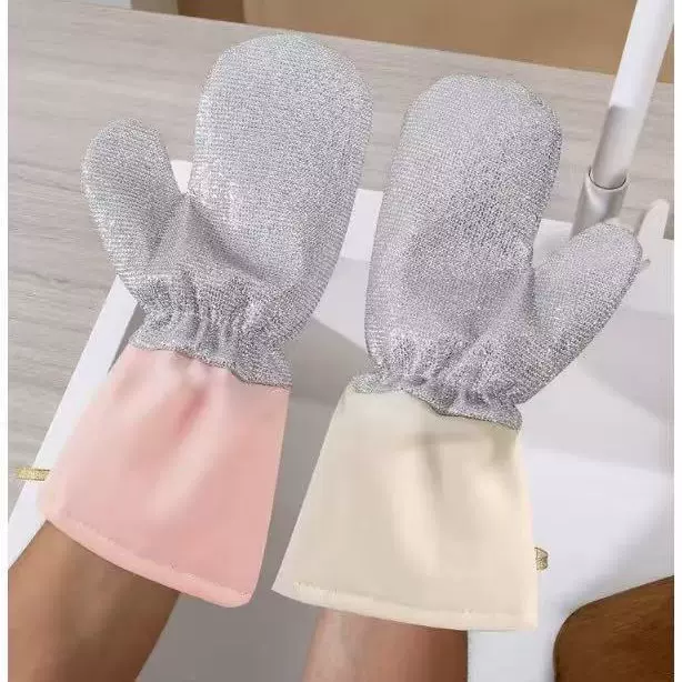 皮革钢丝洗碗手套厨房家务加厚防水不伤锅钢丝抹布洗碗布刷锅神器