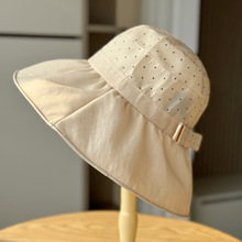 茹亿帽业2025新款优雅法式夏天网纱大沿波点渔夫帽子女出游沙滩帽