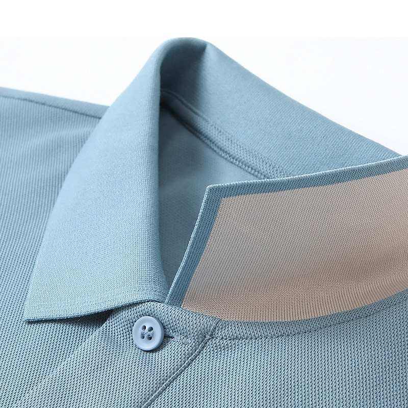 Negocio de dos botones antibacteriano fresco solapa de manga corta polo polo impresión personalizada logo verano hombre sentido avanzado