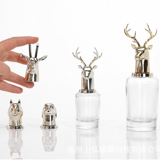 现货兽首按压喷雾玻璃瓶卡口透明香水瓶化妆品3050ml分装小样空瓶