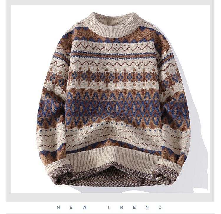 Pull homme col rond tricoté chaud style décontracté pour homme_voghion.com