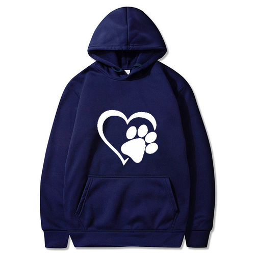 Men's Black Cat Paw Heart Couple Hoodie Direct Supply from Manufacturer, One Piece Dropshipping for Spring and Autumn 2024