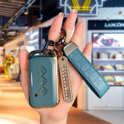Car key bag: package case buckle - type-c-grandma-gray-gray-diamond-rope-gold-number-plate