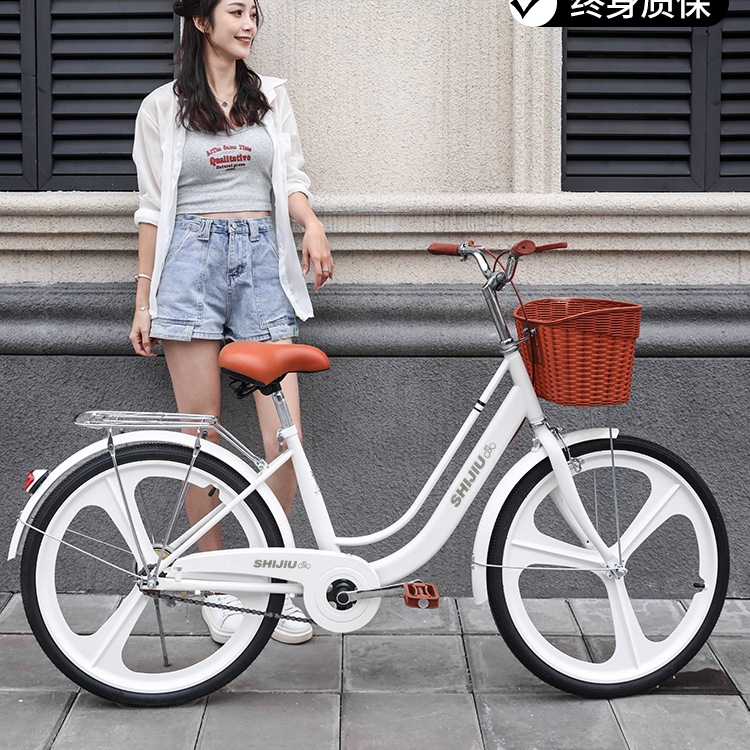 Women's Lightweight Bicycle for Commuting to Work, Adult Retro College Student Variable Speed 24-Inch 26 Solid Tire Bicycle
