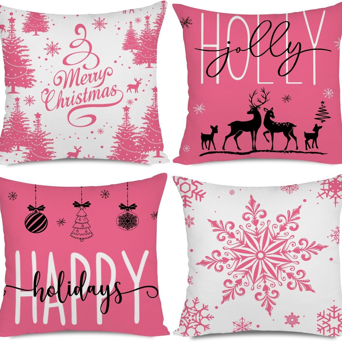 Transfronterizo Amazon temu Hot Sale Navidad invierno copo de nieve impresión lino almohada funda almohada sofá cojín