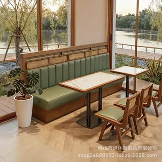 连锁商用餐饮桌椅咖啡店藤编卡座沙发小吃快餐店饭店奶茶店餐桌椅