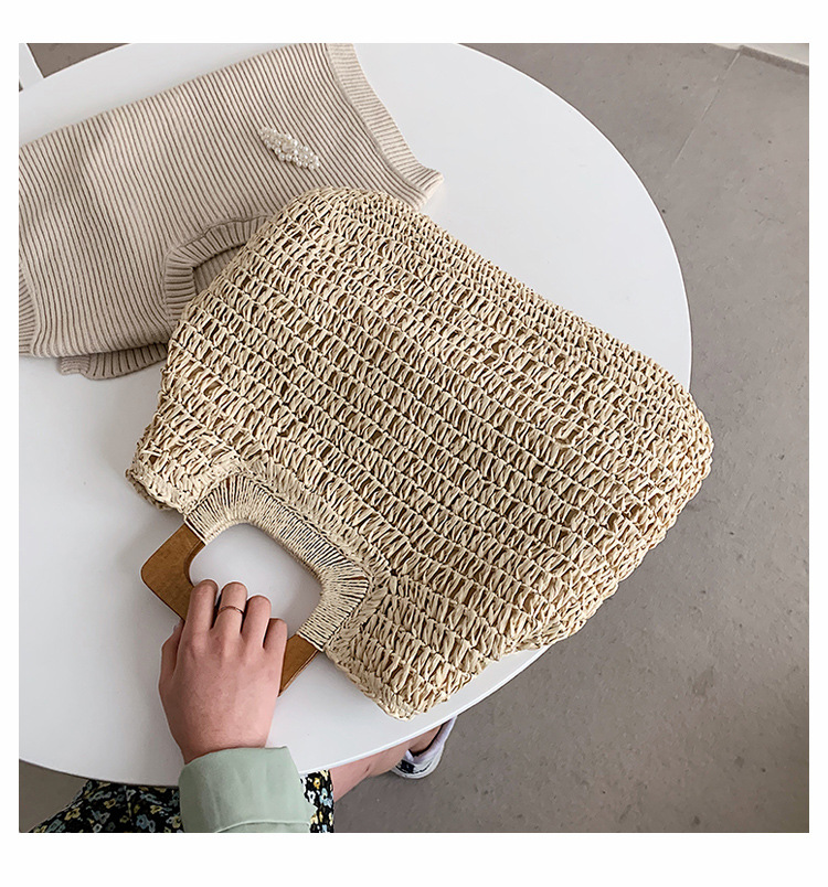 567g Weight Zipper Closure Type Top Handle Strap Type Straw Bag Bags Type Holiday Occasion Straw Material Solid Color Pattern All Seasons Season Women's Gender Vacation Style Oval Shape Khaki, Beige Color Large Size Large Straw Straw Bag Shoulder Bags 12