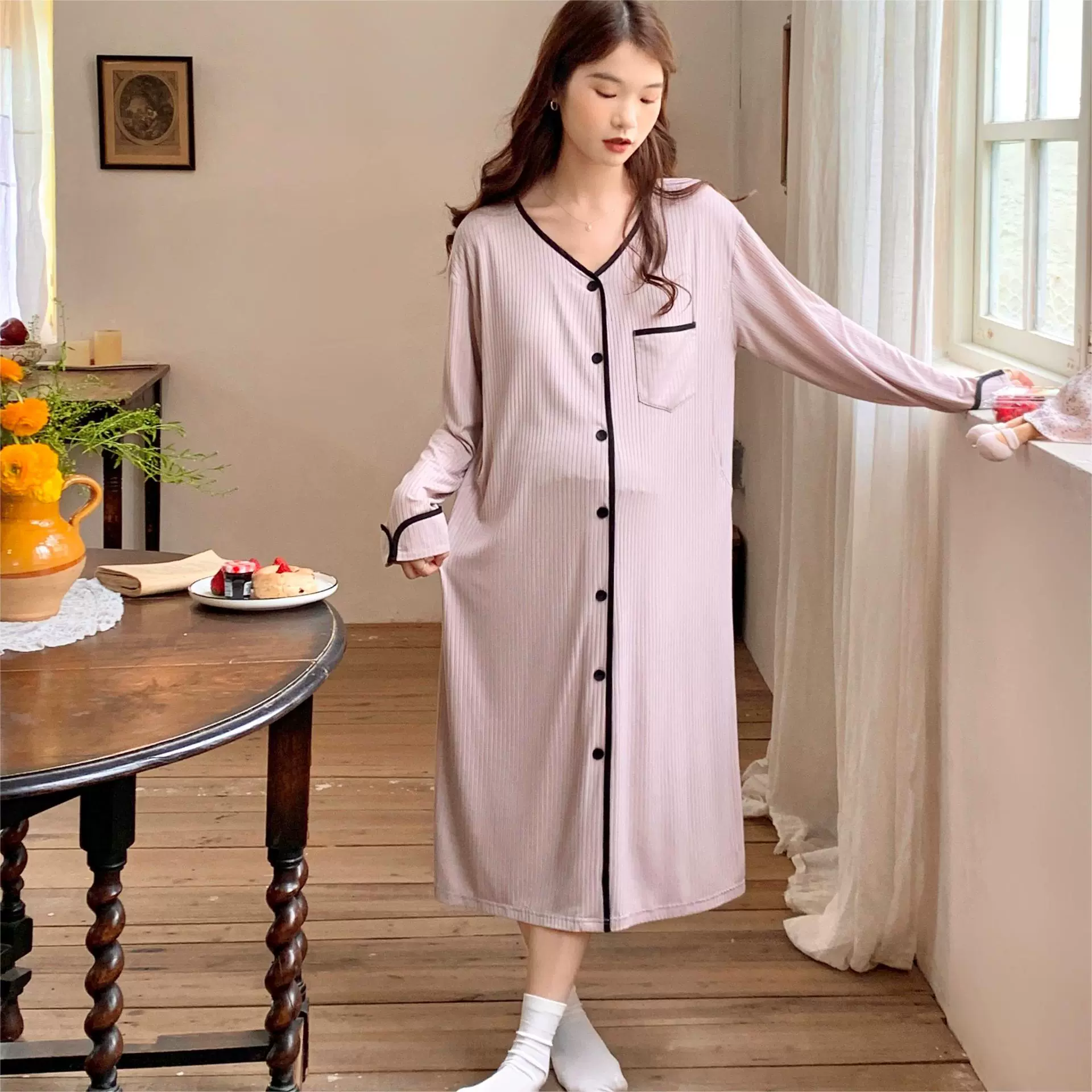 Пятно [3218 с нагрудным ковриком] осень и зима модаль беременные пижамы