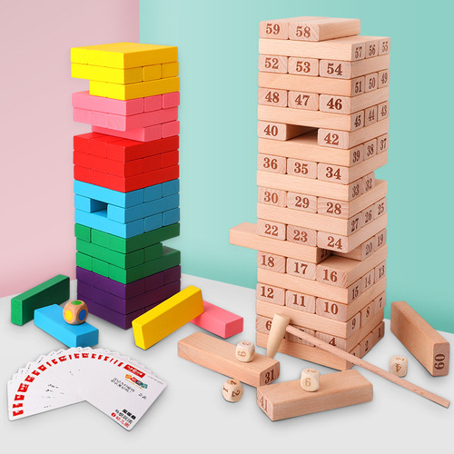 Alphabet and digital Jenga animals color stacks high-rise stacking building blocks educational children's toys adult board games