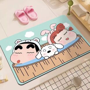 Crayon Xiaoxin Bathroom Absorbent Floor Mat Diatom Mud Toilet Toilet Non-slip Quick-drying Foot Mat Entrance Door Mat