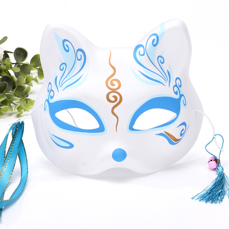 ディザトーン同型半顔猫顔キツネマスク手描き和風アニメ男女児童パーティ用品