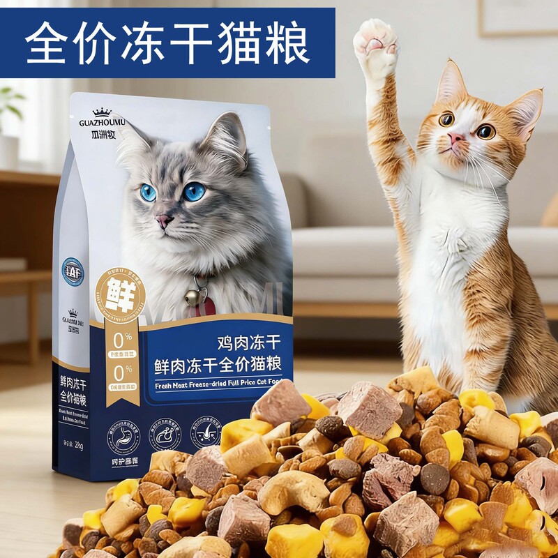 Cat Food for Adult Cats 5kg Affordable Packs for Weight Gain, Nutritious and Non-Shedding, Suitable for Kittens, Genuine Product from Official Flagship Store