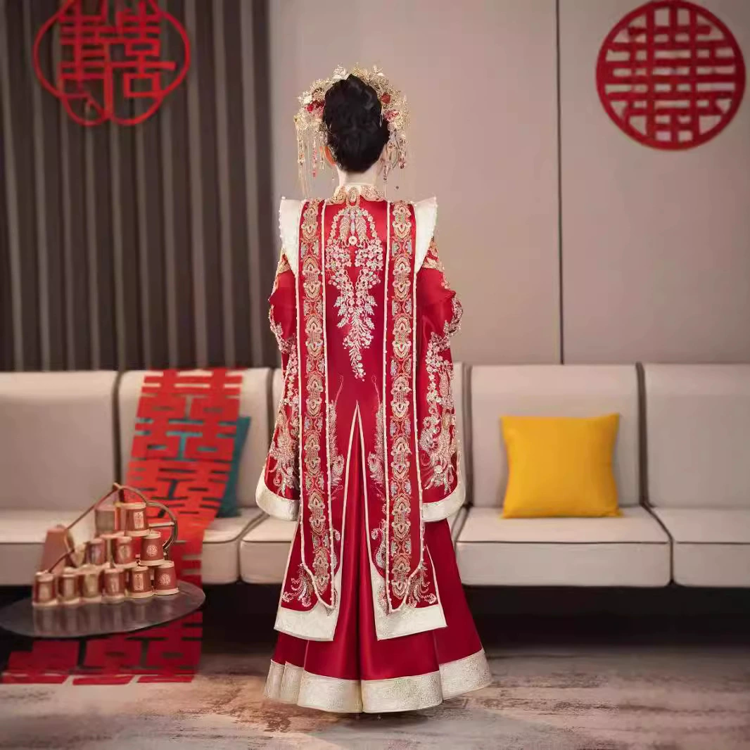Фестиваль Guan Xiaya китайский свадебный костюм невесты крупного размера Hanfu свадебное платье