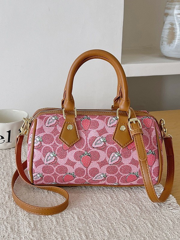 Bolso de diseño nicho lujoso portátil bolso de almohada de Boston nueva moda impresión de moda mochila de fresa