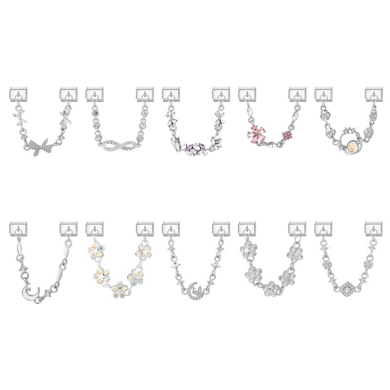 Stainless steel DIY spliced bracelet accessories, exquisite flower pendant jewelry, light luxury versatile fashion hand accessory Stainless steel DIY spliced bracelet accessories, exquisite flower pendant jewelry, light luxury versatile fashion hand accessory