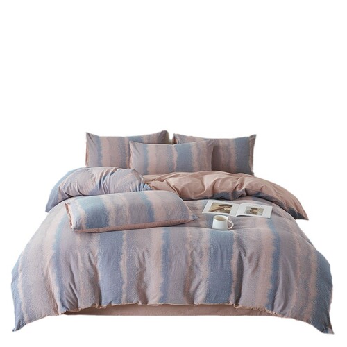 New 100-ply 100% Cotton Color-Woven High-Count Double-Sided Quilt Cover Set with Four Pieces, Nudist Quilt Cover, Bed Sheet, and Bedroom Bedding