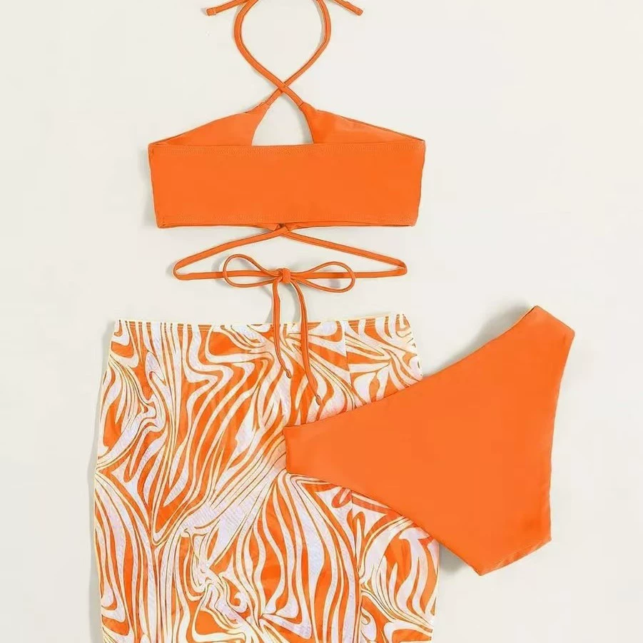 2025 пальто новый сексуальный женский купальник бикини европейский и американский трансграничный AliExpress bikini принт три комплекта