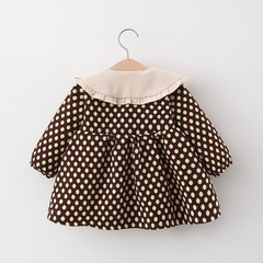 Children's Clothing 2021 Autumn/Winter Girl's Polka Dot Dress Thick Warm Baby Fashion Clothes 34 Months Baby Princess Dress