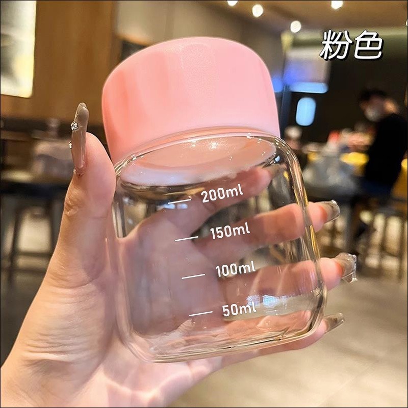 スケールファットカップガラスウォーターカップ小さなカップミニポータブル豆乳カップ高温耐性ミルクトンカップ|undefined