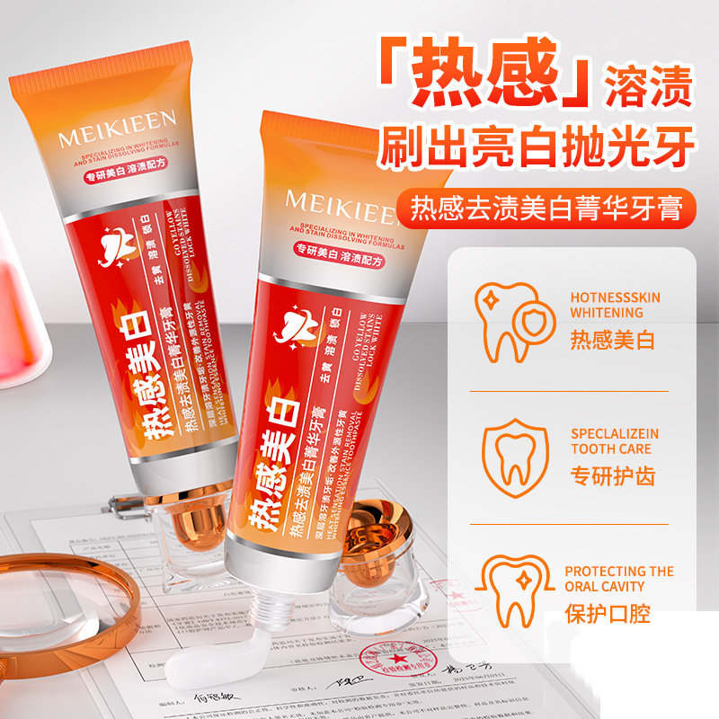 Comercio exterior transfronterizo calor desmancha pasta de dientes blanqueador aliento fresco limpio brillante cuidado de dientes pasta de dientes fabricantes
