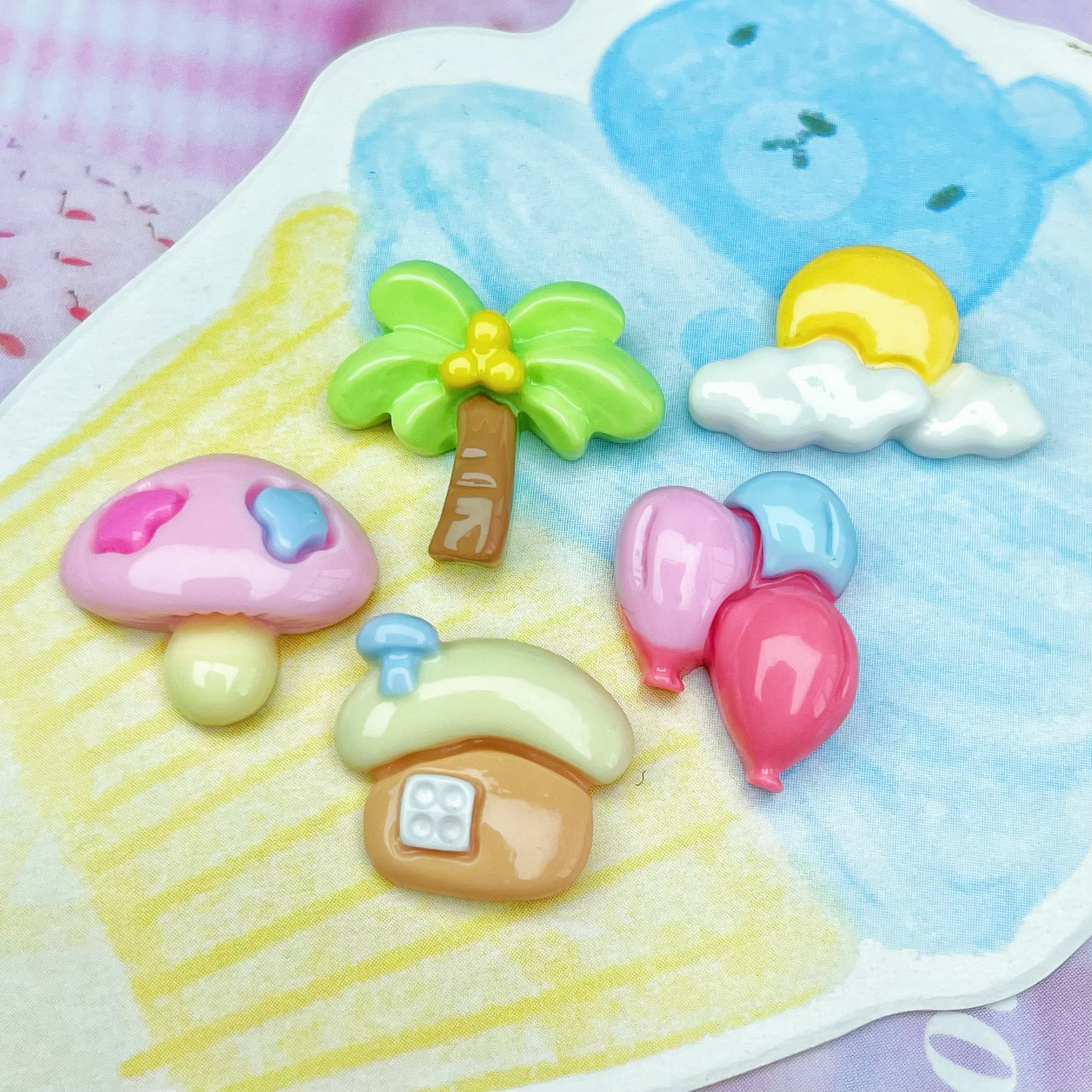 Mini brillante tamaño pequeño globo de coco Sunrise Sun accesorios resina DIY pegamento crema caja del teléfono con horquilla N