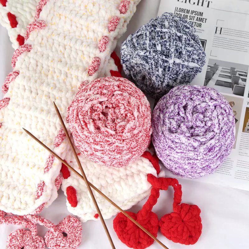 manual scarf carpet Chenille Wool weave Colorful Ice lines Of large number wholesale Single strand Ball of yarn
