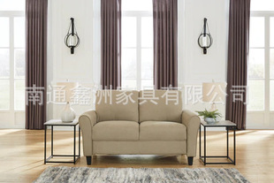 American Country Solid Wood Sofa Homestay Living Room Combination Fabric Soft Bag Sofa Chair Model Room Villa Furniture
