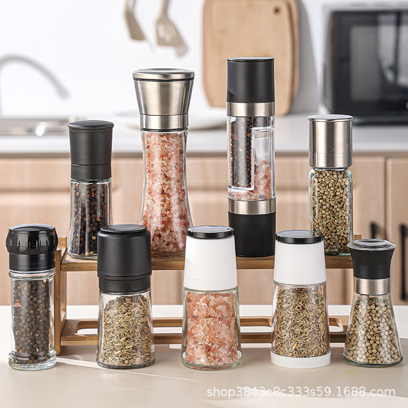 Household Kitchen Manual Grinder with High Aesthetic Value, Glass Pepper Grinder with Ceramic Core, Sea Salt and Black Pepper Grinding Bottle, Spice Grinder Household Kitchen Manual Grinder with High Aesthetic Value, Glass Pepper Grinder with Ceramic Core, Sea Salt and Black Pepper Grinding Bottle, Spice Grinder