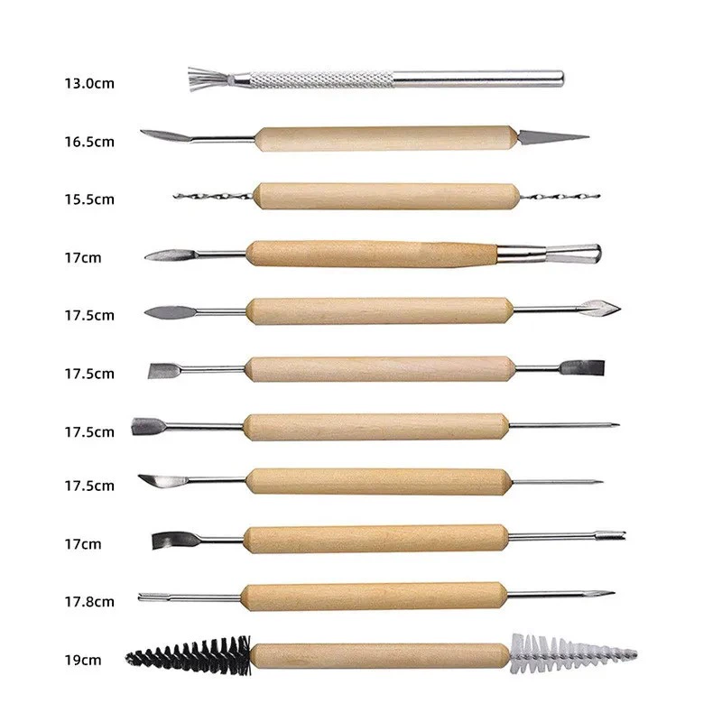Wooden ceramics, tools set, clay, DIY
