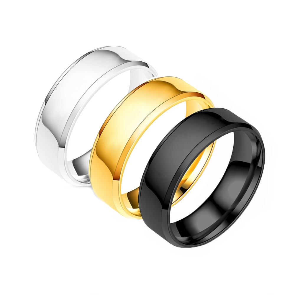 Spot supply titanium steel ring does not fade 6MM glossy matte double beveled blank laser engraved ring_voghion.com
