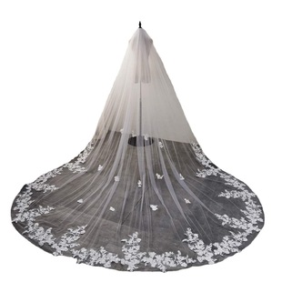 New White 3 m wide wedding veil Cathedral three-dimensional flower bridal headdress metal hair comb long veil