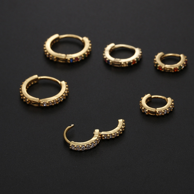 Copper Material Fashion Round Copper Inlay Zircon Nose Ring Nose Pin