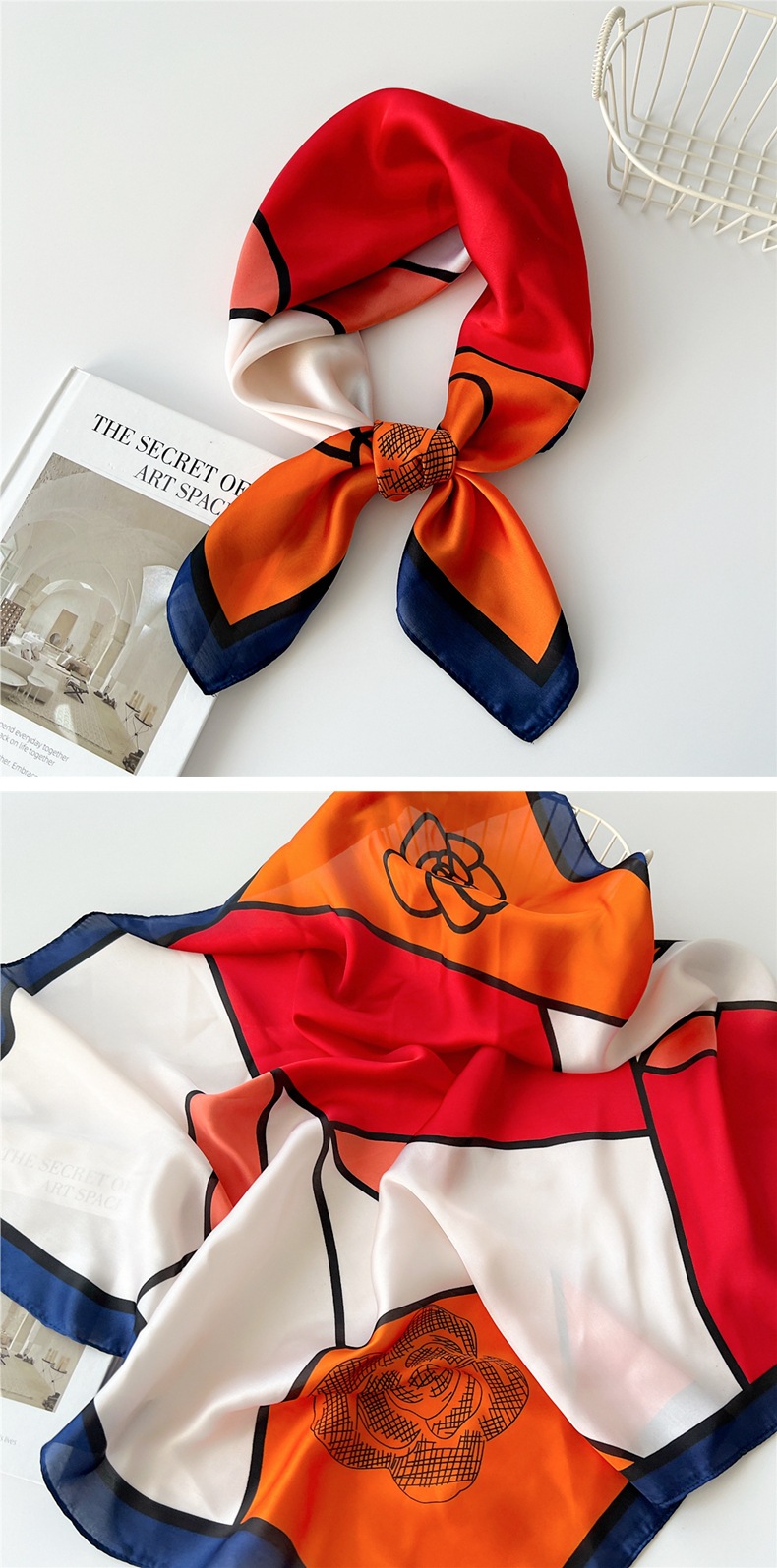 40g Weight Silk Scarf Classification Outdoor, Travel Occasion Polyester Material Printing Pattern Spring&Summer Season Women's Gender Printing Design Elegant Style Women's Elegant Printing Polyester Printing Silk Scarf 30
