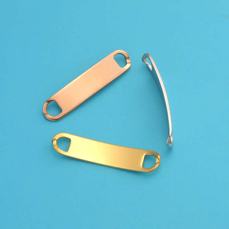 Customization Laser Engraving, Solid Color Pattern 1 Piece Titanium Steel 18K Gold Plated Customization Laser Engraving Solid Color Charms Jewelry Accessories