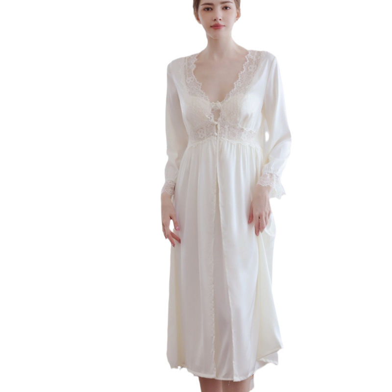 봄과 여름 나이트드레스, 가운, 프랑스 스타일, 섹시, 순수한 욕망, 서스펜더 파자마, 투피스 세트, 레이스, 피쉬본, 중간 길이, 가슴 패드가 있는 여성