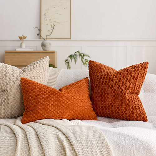 Hot-selling corduroy pillowcase—luxury, high-end feel; lumbar pillow for home use, sofa backrest cushion, bedroom bedside cushion cover.
