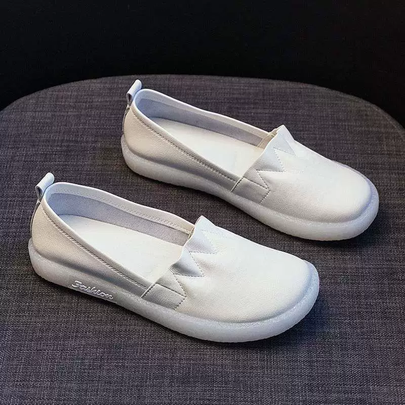 Белые туфли, мягкая подошва с сухожилиями, широкий носок, дышащие, нескользящие, лоферы на мягкой подошве для беременных, женские туфли для медсестер.