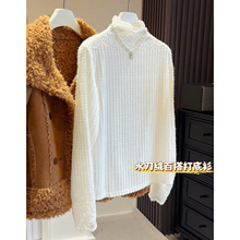 小心机镂空甜美半高领蕾丝打底衫女洋气百搭修身显瘦纯色内搭上衣