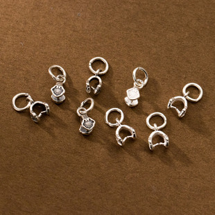 S925 plain silver distressed emerald jade buckle pendant buckle diy semi-finished jewelry accessories S1099