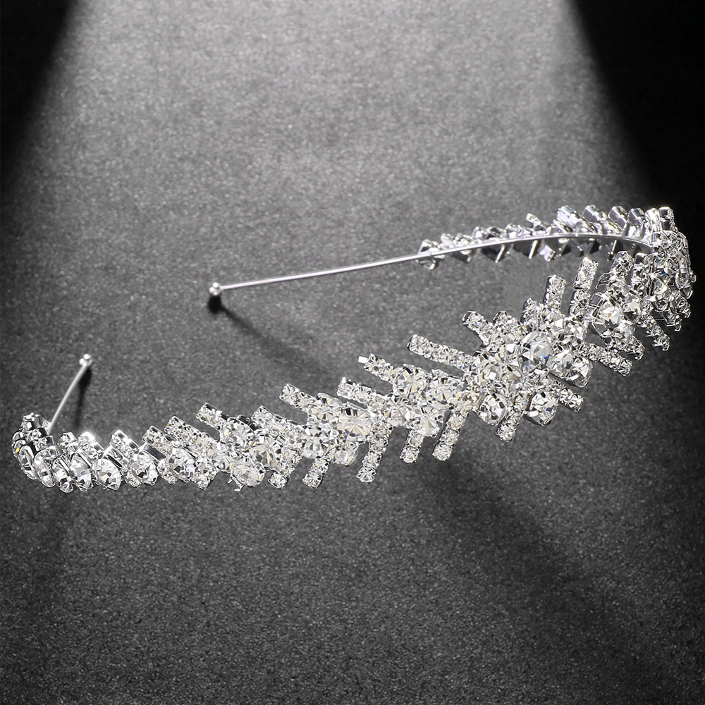 Europa y los Estados Unidos venta caliente geometría de novia temperamento de lujo diamante de cabello bandas de cabello joyas de boda mujeres banda de cabello