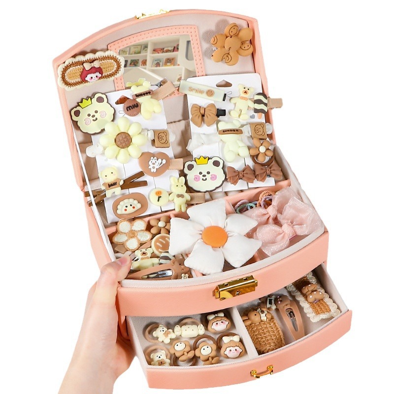 Regalo del día del niño Juguetes de cumpleaños para niñas Niña de 3 años, 10 niñas, 8 cajas de regalo de joyas, 9 accesorios para el cabello