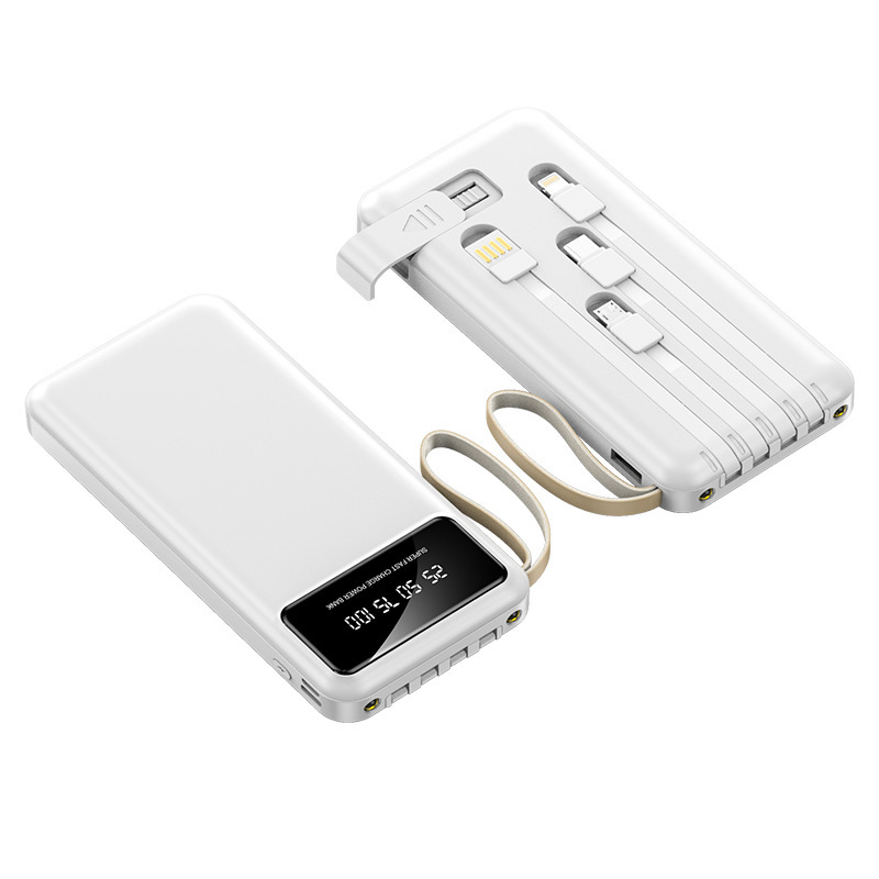 内蔵ケーブル付きモバイルバッテリー 20000mAh 急速充電 ミニ 超薄型 共有モバイル電源 パワーバンク カスタム|undefined
