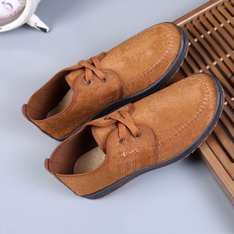 Old Beijing Cotton Shoes Spring and Summer Cowhide Sole Work Shoes for Middle-Aged and Elderly Men, Soft Sole Men's Casual Shoes, Breathable Canvas, Wholesale from Street Stalls