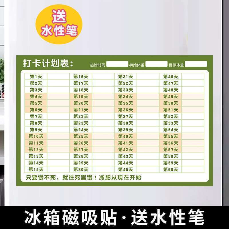 计划表减肥打卡记录表天天天天减肥墙贴磁吸批发|undefined