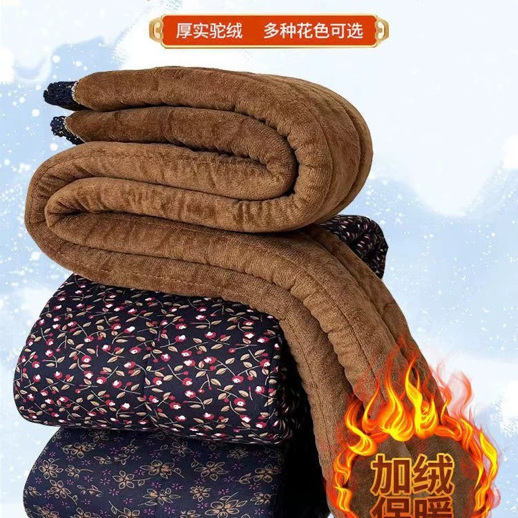 Средний и пожилой хлопчатобумажные брюки женские с высокой талией плюс бархат для тела, хлопчатобумажные брюки для пожилых людей